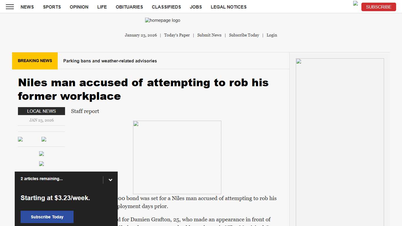 Niles man accused of attempting to rob his former workplace News, Sports, Jobs - Tribune Chronicle